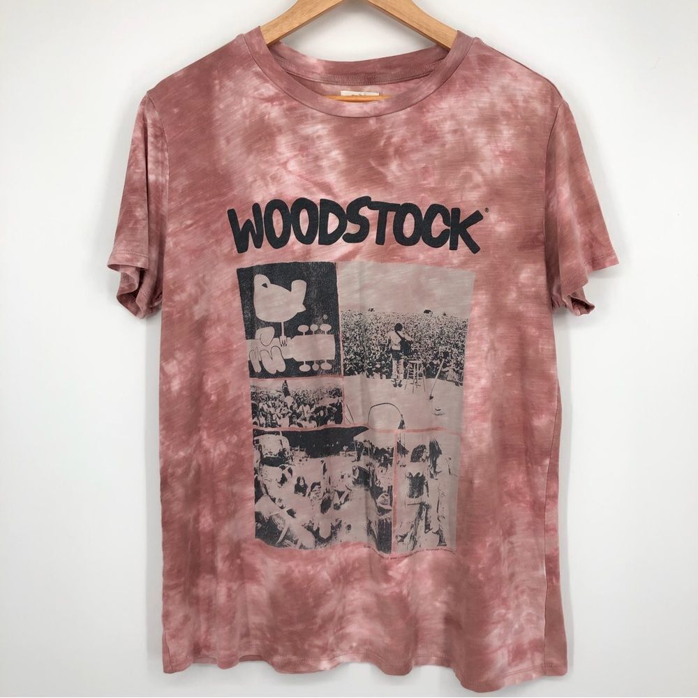Maurices Woodstock Tee Womens M Tie Dye Pink Short Sleeve Graphic
